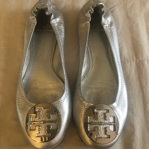 Tory Burch ballerina silver flats size 9
